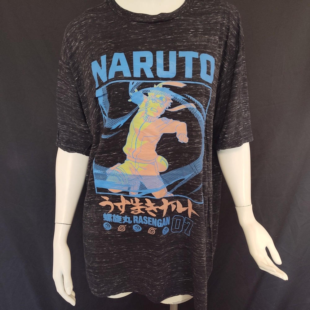 Naruto Shippuden XL shirt gauzy black color graphic anime lightweight Rasengan